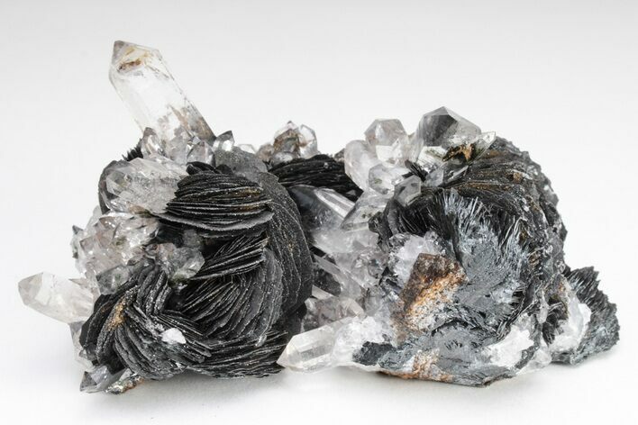 Quartz Crystals On Sparkling Bladed Hematite - Lechang Mine #226002